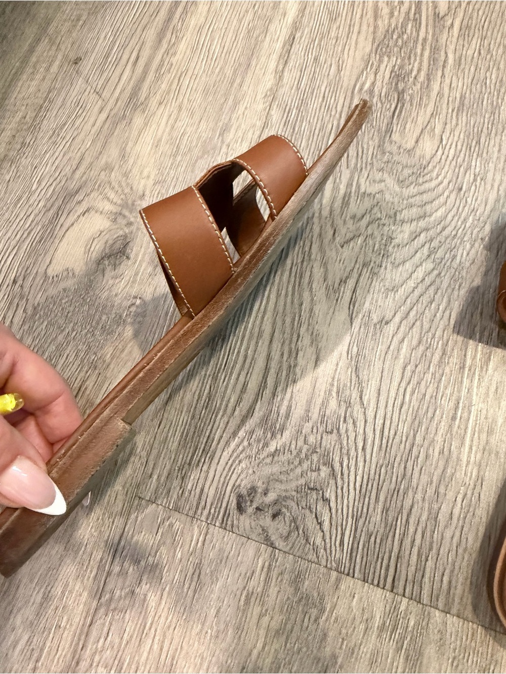 Hermes Brown Leather H-strap Slide Sandals - Picture 5 of 7